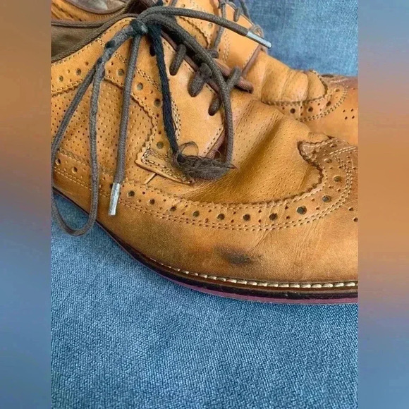 Men’s Johnston & Murphy Brown Leather Lace Up Cap Toe Oxford Dress Shoes Size 10 - Picture 3 of 8